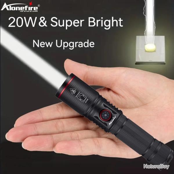 Lampe Torche LED Rechargeable 20W Alonefire SV96 - Haute Puissance pour Camping, Chasse, Plein Air