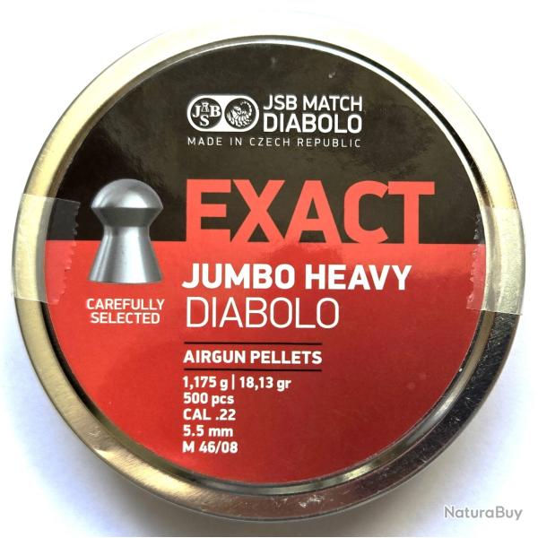Plombs JSB Diabolo Jumbo Exact Heavy - Cal. 5.52   1,175 g / 18,13 gr par 500