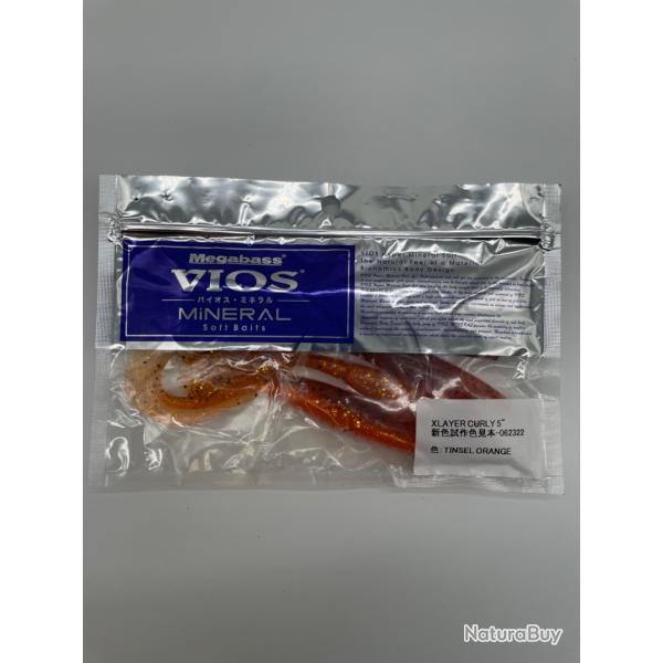 Leurre souple Megabass X-layer curly 5" tinsel orange