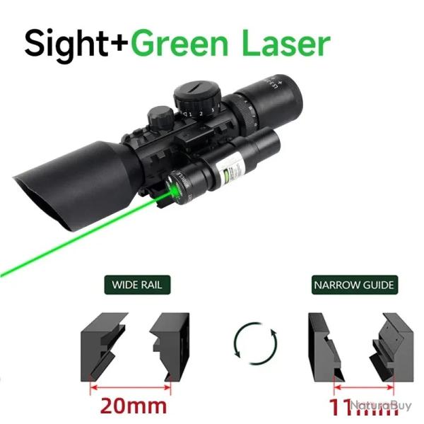 Lunette de chasse tactique 3-10x42E -**M9 and green laser- Paiement en 3 /4 fois -LIVRAISON GRATUITE