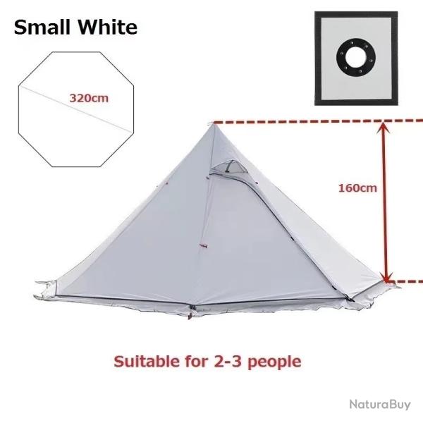 TENTE PYRAMIDALE FORMAT TIPI AVEC TROU CHEMINEE CUISINE CAMPING PLEIN AIR BLANCHE NEUVE