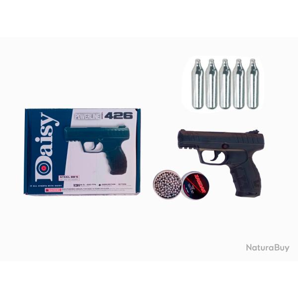 Pistolet Daisy Powerline 426 Bbs Acier  4,5 mm , 430 Fps ,131 m/seg. +  Bo�te de 500 billes en acier