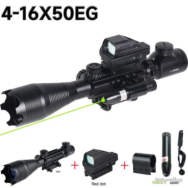 Lunette de vise holographique,4-16X50 Combo--Green Laser Paiement en 3 /4 fois -LIVRAISON GRATUITE