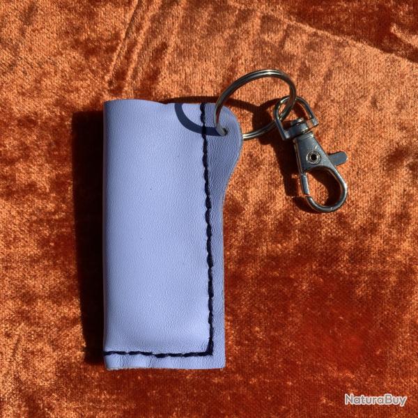 Etui  briquet Bleu et violet en cuir