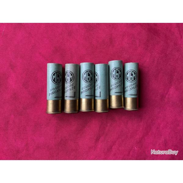 Lot de six cartouches anciennes MGM, poudre pyroxyle, pas de prix de rserve