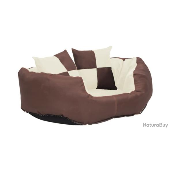 Coussin r�versible et lavable pour chien 65 x 50 x 20 cm, marron et cr�me