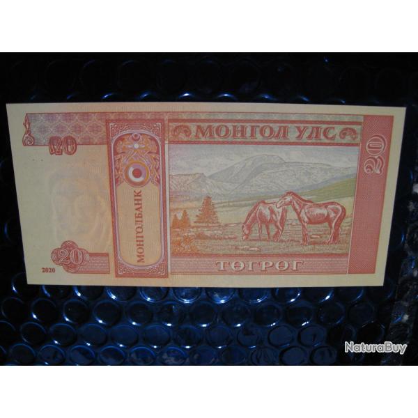 Mongolie billet de 20 togrog superbe (cheval)