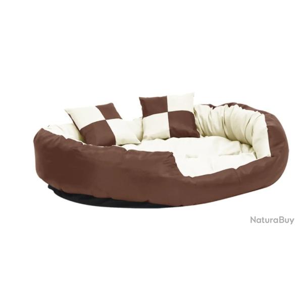 Coussin r�versible et lavable pour chien 110 x 80 x 23 cm, marron et cr�me