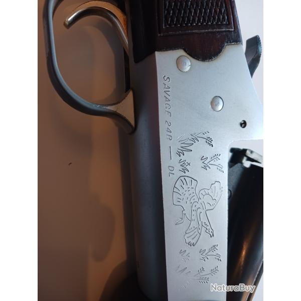 CARABINE SAVAGE  24 B -DL   MIXTE  CALIBRE 22LR ET 20/76