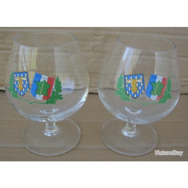 2 Verres � Cognac � d�cor d'insigne militaire