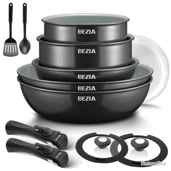 ENSEMBLE BATTERIE DE CUISINE POELE CASSEROLE INDUCTION ANTI ADHESIVE 13 PIECES