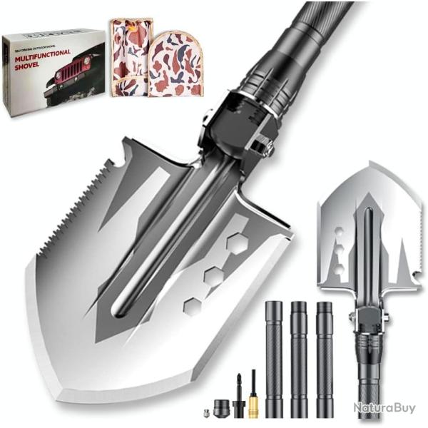 Pelle de Camping Pliante Portable Pelle de Survie 23 en 1 avec Manche Allong�