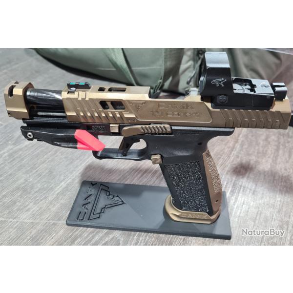 Stand simple / Support / Pr�sentoir pour pistolet CANIK TTI COMBAT logo Taran Tactical