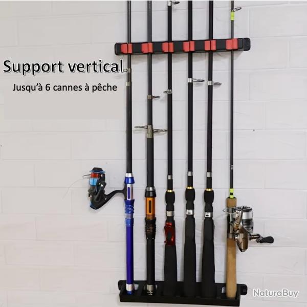 Support mural de cannes � p�che . Rangement vertical. 6 cannes