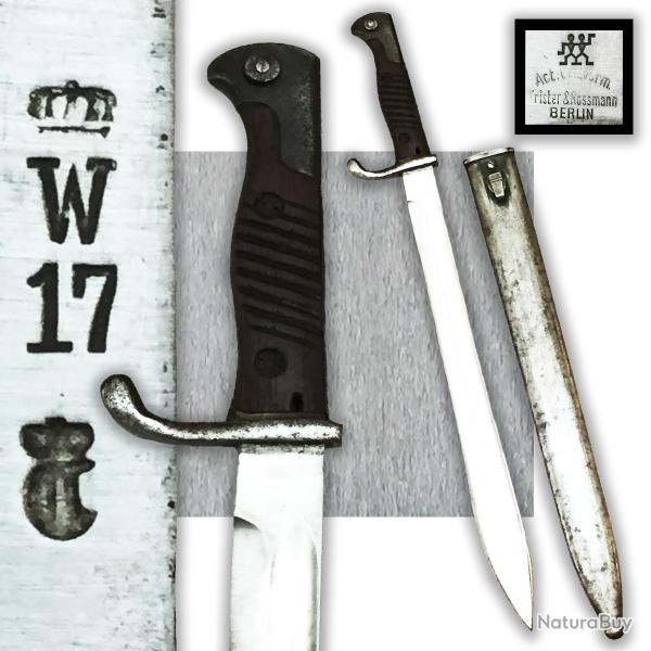 RARE GLAIVE / BAIONNETTE G98 ALLEMANDE PRUSSIENNE / FRISTER & ROSSMANN / 1917 / WW1 ORIGINAL #64