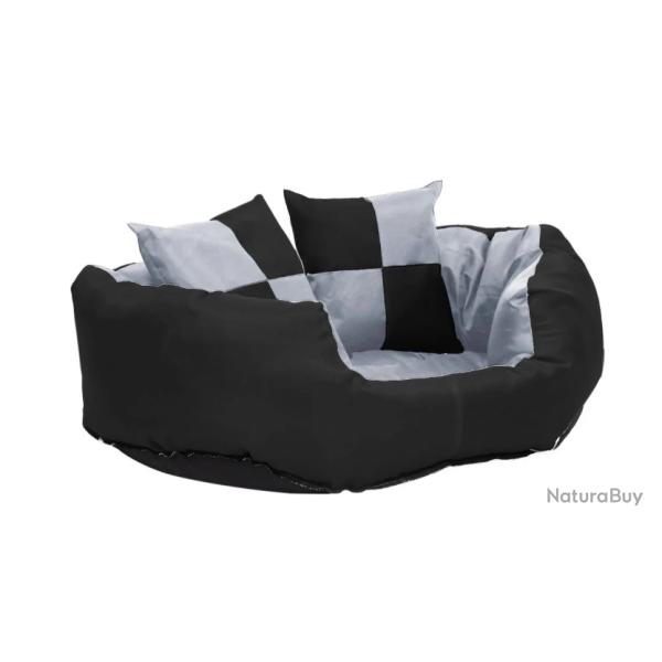 Coussin r�versible lavable gris/noir pour chien 65 x 50 x 20 cm