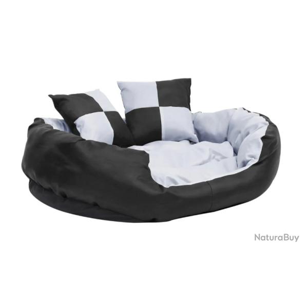 Coussin r�versible lavable pour chien Gris et noir Oxford 85x70x20 cm