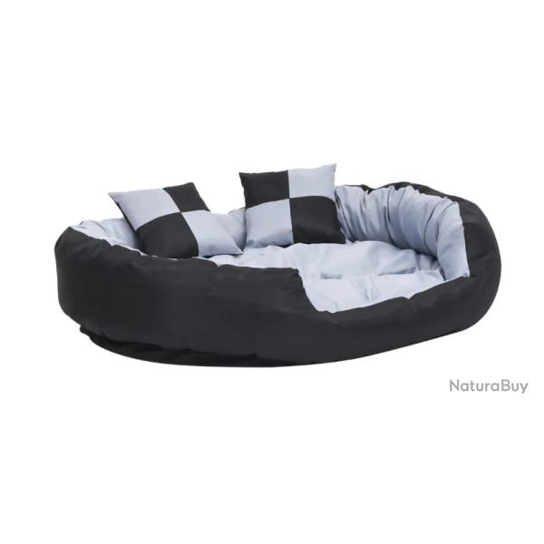 Coussin r�versible et lavable pour chien en tissu Oxford 110 x 80 x 23 cm Gris et Noir