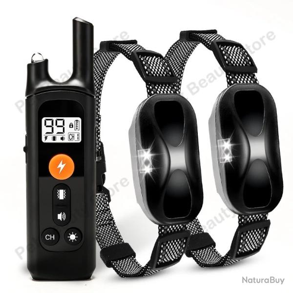 Double Colliers de Dressage �lectrique Chien 1000m �tanche Rechargeable T�l�commande Longue Port�e