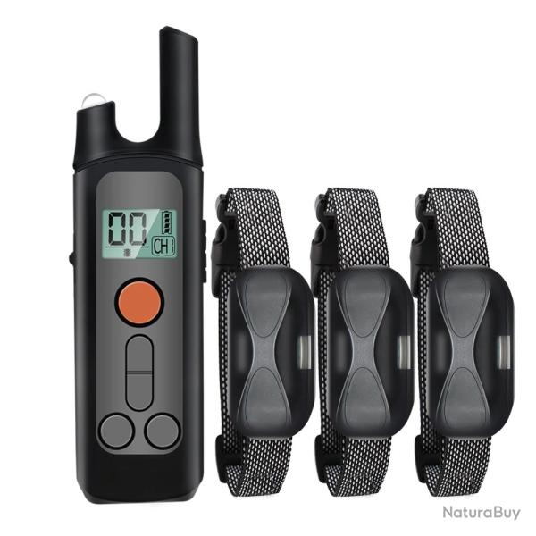 3 X Colliers de Dressage Chien �tanche 1000 m T�l�commande Choc �lectrique Vibration Bip Anti-Aboi