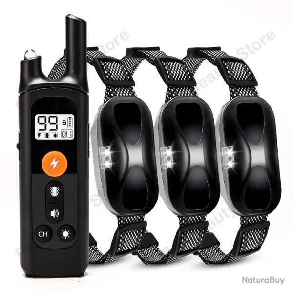 TriplenColliers de Dressage �lectrique Chien 1000m �tanche Rechargeable T�l�commande Longue Port�e
