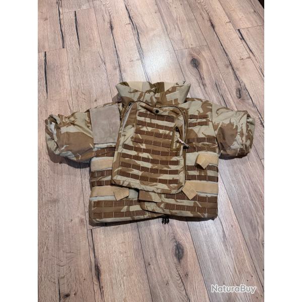 GILET PARE BALLES DESERT TOUT EN KEVLAR T3 + 2 PLAQUES POLYETHYLENE CONTRE ARMES DE GUERRE