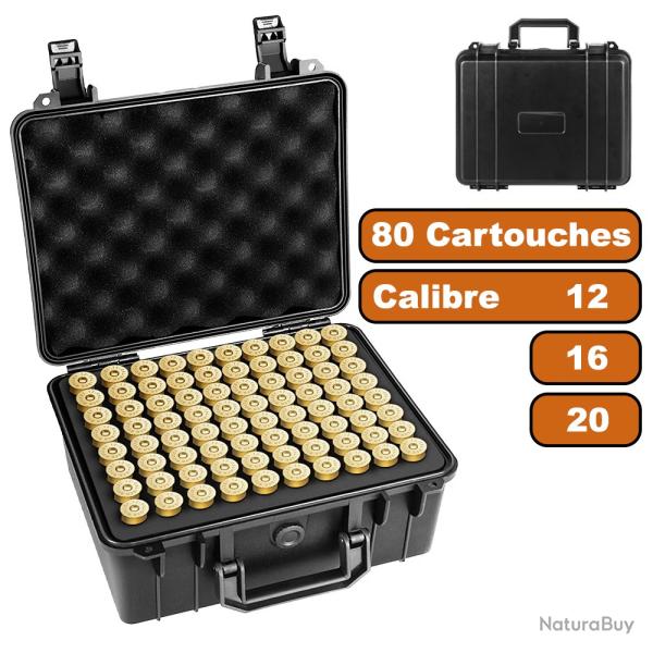 Boite de transport cartouche calibre 12 16 et 20 en ABS avec mousse EVA