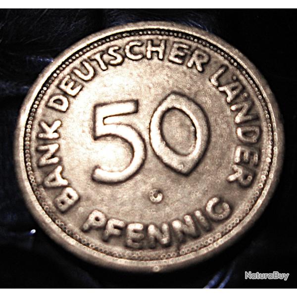 Allemagne pi�ce de 50 pfenning (bank deutscher lander) 1949 G ttb