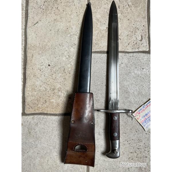 Ba�onnette Suisse d'ordonnance, mod�le 1889 Neuhausen n�P1483, porte fourreau cuir