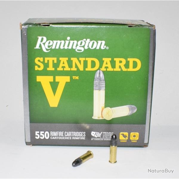 boite 550 cartouches Remington Cal 22lr Standard V 38 grains ogive t�te arrondie plomb
