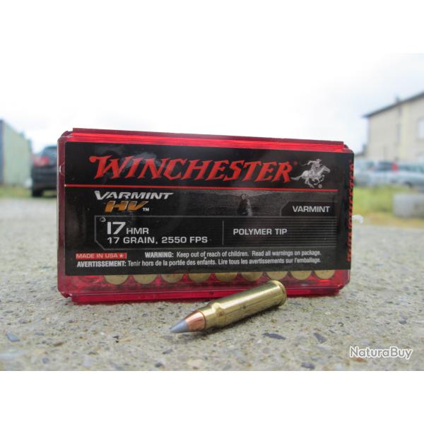 50 cartouches 17 HMR 17 gr POLYMER TYPE de WINCHESTER