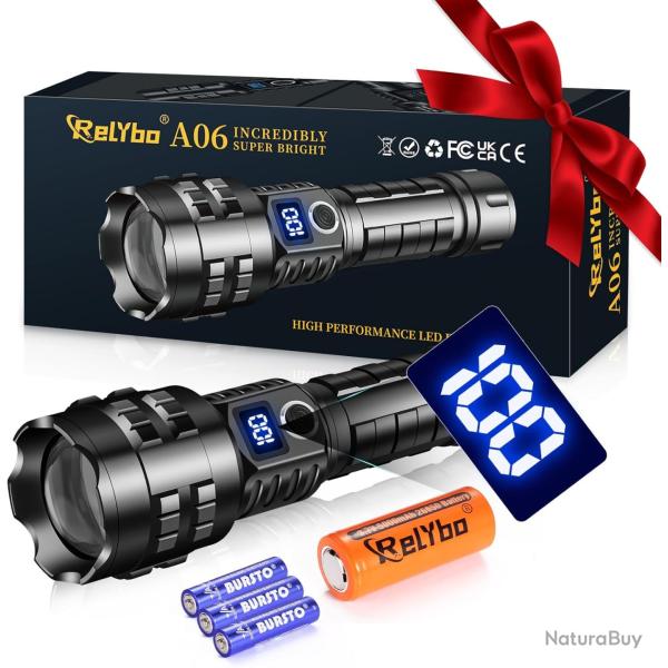 Lampe Torche Led Ultra Puissante 450000 Lumens 5 Modes XHP90.2 Rechargeable USB