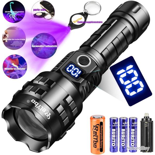 Lampe Torche Led 450000 Lumens Ultra Puissante XHP90.2 Rechargeable USB 5 Modes