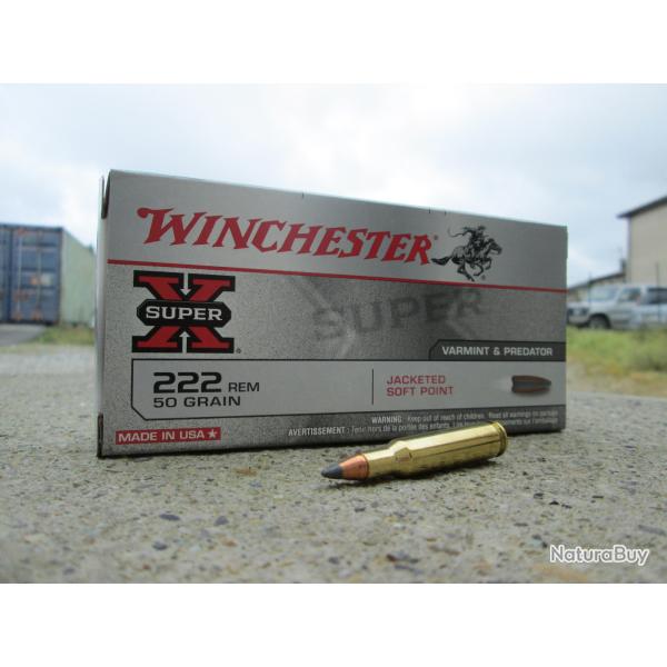 20 cartouches en 222 REM Balle de 50 gr JACKETED SOFT POINT