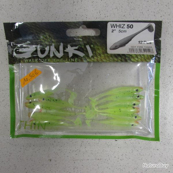Leurre souple GUNKI, mod�le WHIZ 50, 5 cm, hot fire tiger, sachet de 12 pi�ces