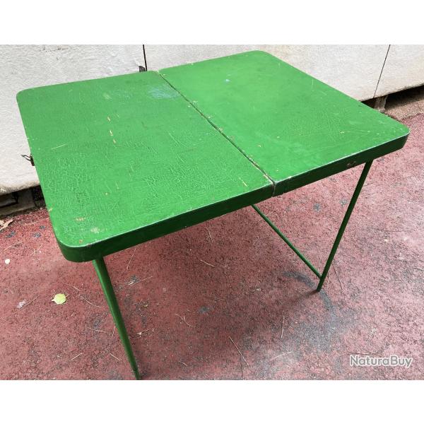 Ancienne Table Pliante Camping Caravaning Vintage Ann�es 1950 - 1960 Bois M�tal