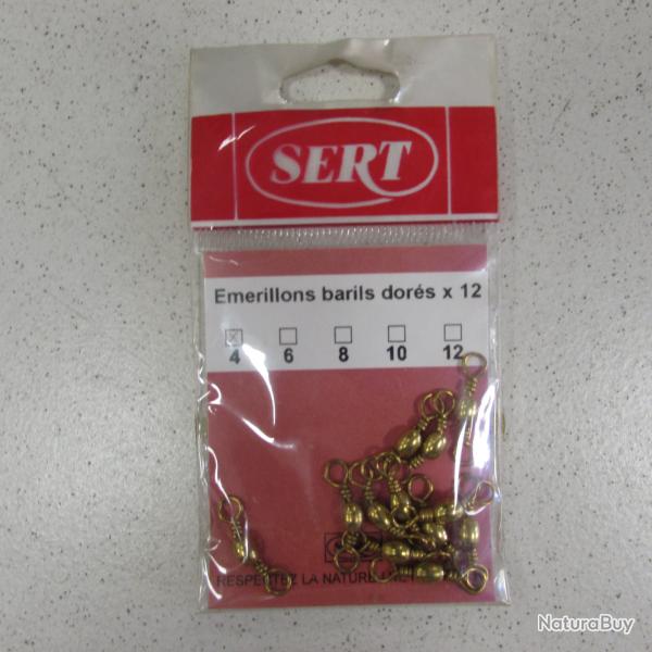 Emerillons barils dor�s de marque SERT, n�4, sachet de 12 pi�ces