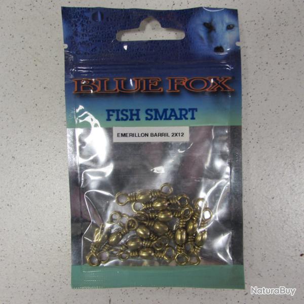 Emerillons barils dor�s de marque BLUE FOX, n�2, sachet de 12 pi�ces