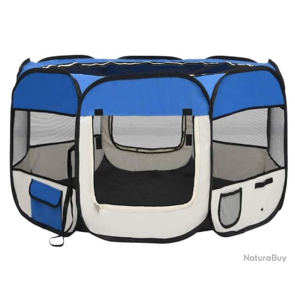 Parc pliable pour chien 145x145x61cm bleu avec sac - pratique et portable
