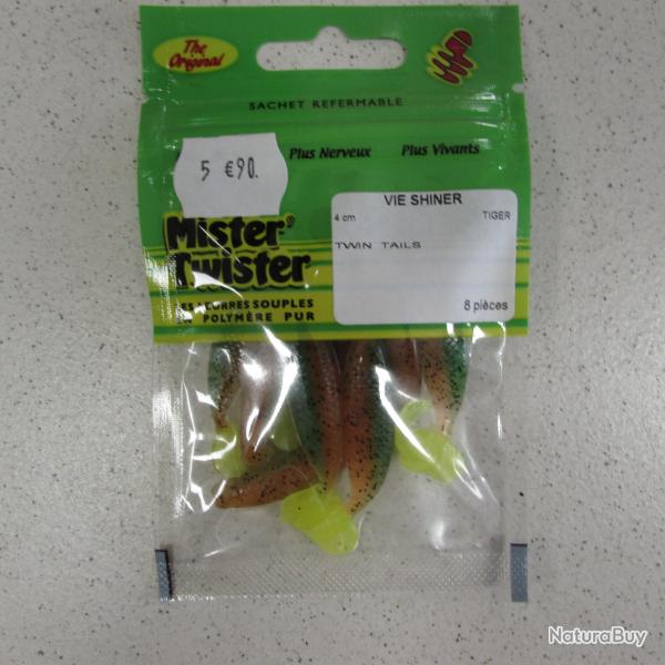 Leurre souple Mister Twister, mod�le Vie Shiner, 4 cm, tiger, sachet de 8 pi�ces