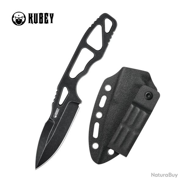 Couteau Kubey 7.62 TAG Lame Spear Point Acier AUS-10 Blk Manche Acier tui Kydex KUB282B