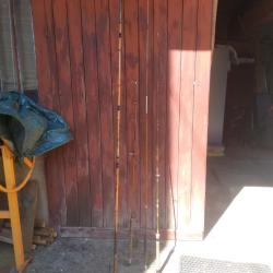VENTE ARTICLE DE PECHE CANNES LANCES ancienne en bambou de la marque STEPH et autre fibre de verre