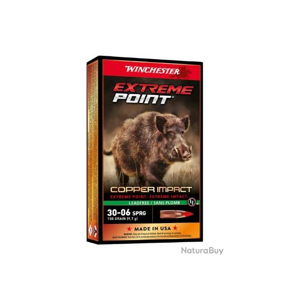 Munitions WINCHESTER cal.30-06 extr�me point copper impact 150gr 9.72g par 60