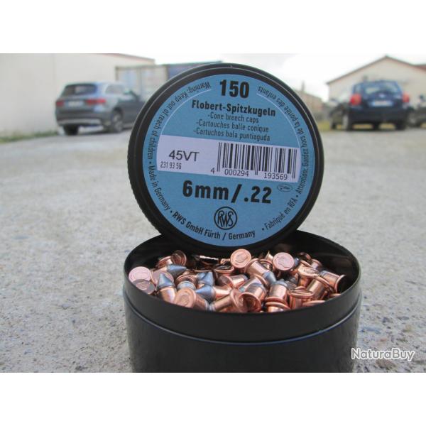 150 cartouches 6mm/.22 balle conique de RWS
