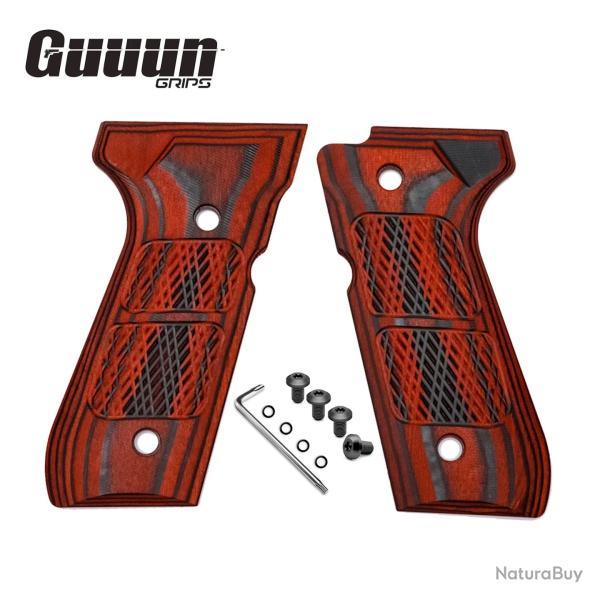 Plaquette de crosse compatible Beretta 92, 96, FS, M9, 92A1 - Rouge Quadrill