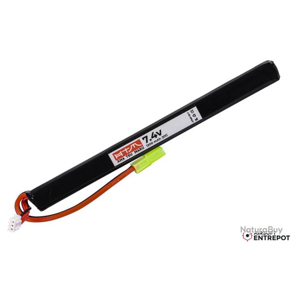 ATM Power Batterie LiPo 7,4V 1200mAh 20C Stick AK (Tamiya Mini)