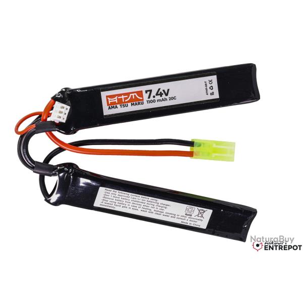 ATM Power Batterie LiPo 7,4V 1100mAh 20C Sopmod Fine (Tamiya Mini)