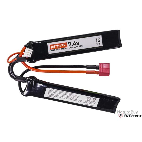 ATM Power Batterie LiPo 7,4V 1100mAh 20C Sopmod Fine (Deans Large)