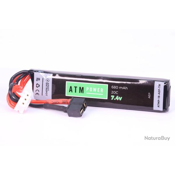 ATM Power Batterie LiPo 7.4V 680mAh 20C (Mini Deans)