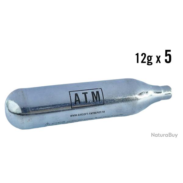 ATM Lot de 5 cartouches CO2 (12g)